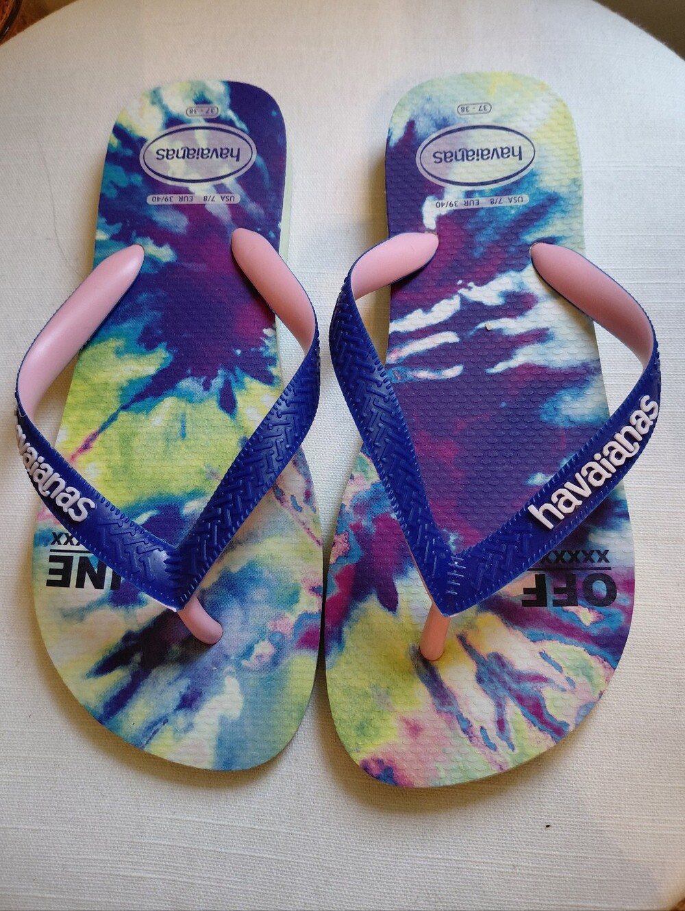 Womens Havaianas Tie-dye Flip Flops. Size 7-8. Like New. Off Line Collection